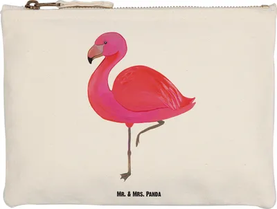Produktbild von Mr. & Mrs. Panda kosmetiktäschchen Flamingo Classic Größe M - Weiß - Geschenk, Prächtig, Federmappe, Rosa, Pouch, Mäppchen, Ich, Kulturbeutel, Waschtasche, Stolz, Spruch