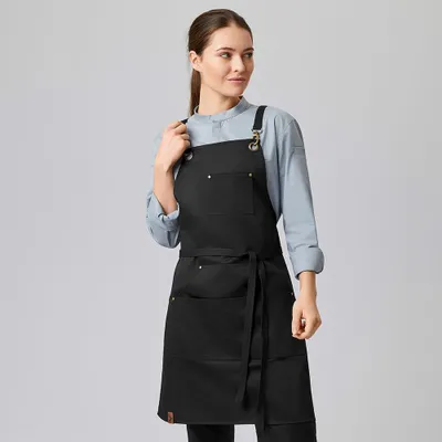 Produktbild von Latzschürze B 70 x L 80 cm, schwarz : schwarz : 65% Polyester 35% Baumwolle