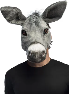Produktbild von Tiermaske Plüsch Esel Halbmaske für Erwachsene grau - Einheitsgröße