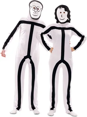 Obrázok produktu pre Kostým Stickman pre dospelých karnevalový kostým čiernobiely