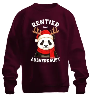 Produktbild von Rentier war t Panda Weihnachten lustig Geschenk Sweatshirt Pullover, Burgundy, M