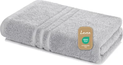 Produktbild von Lavea® Saunatuch 80x200 cm – Hochwertiges, Saugstarkes Saunatuch aus 100% Baumwolle, Frottierserie Elena – Waschbar und Strapazierfähig - Silber
