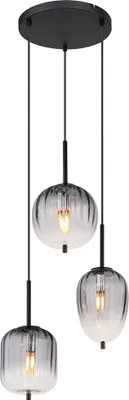Produktbild von LED Hängeleuchte, Metall, Glas, rauchfarben, 3 Flammig, H 120 cm
