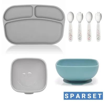 Image de Set d'apprentissage de la table MiaMia, 7 pièces - 2 bols en silicone