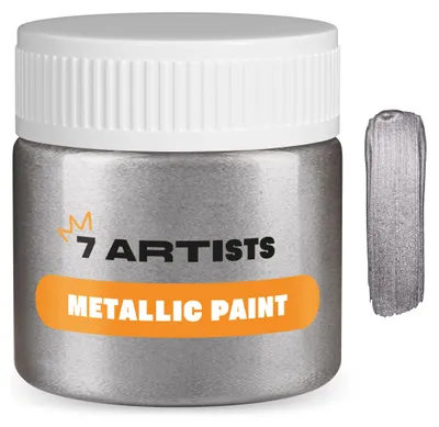 Produktbild von 7 Artists Acrylfarbe Dark Silver 50 ml | Acrylfarbe Metallic - Metallic Acrylfarben für Leinwand , Papier, Steine , Holz usw.