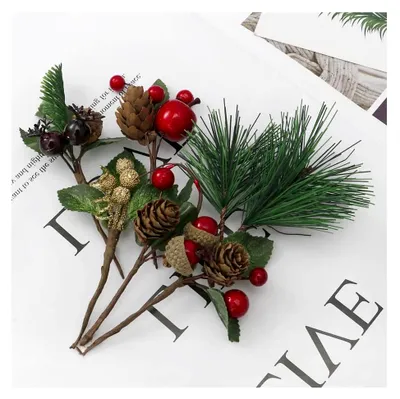 Produktbild von Kekopa Künstliche Tannenzapfen, Beerenstiele, Blumensträuße für Weihnachtsdekoration, DIY Weihnachtsbasteln, Kranz, Girlande, Baum (14)