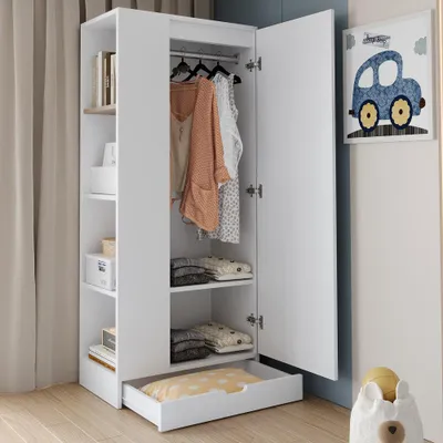 Immagine prodotto di Armadio - Armadio a muro - Mobile contenitore - Armadio con ante a battente - Armadio per la camera da letto - Dimensioni compatte: 70x40x170 cm