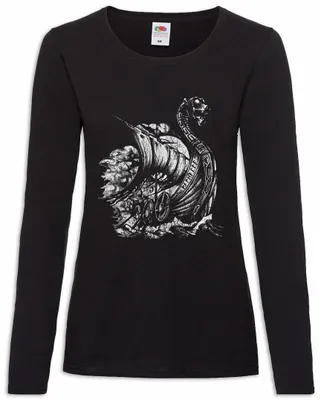 Produktbild von Urban Backwoods Viking Ship VIII, Damen Langarmshirt, Farbe: Schwarz, Größe: 2XL