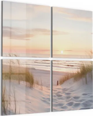 Produktbild von DEQORI Glasbild Echtglas 4x50x50 cm 'Abendruhe am Strand' Wandbilder XXL groß