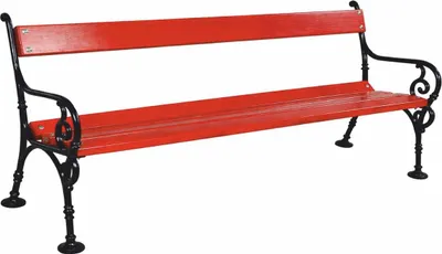 Produktbild von Casa Padrino Jugendstil Gartenbank Rot / Schwarz 190 cm - Nostalgische Parkbank