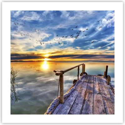 Produktbild von Poster - Poster ohne Rahmen - See Brücke - 50x50 cm - Wand Bild - Wanddeko - Wandbilder - Kunstposter - Wandposter - Bilder - Kunstdruck - Wanddekoration - Wandbild - P2XAC50x50-3963