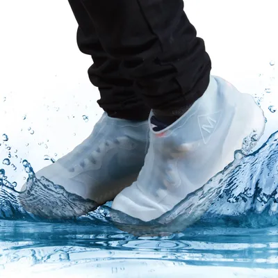 Produktbild von Wasserfeste Schuhüberzieher aus Silikon Überschuhe Regenschutz Schuhüberzieher Weiß transparent - Größe L