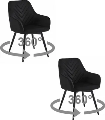 Image de Chaise - Leobert - Velours Noir/Pieds Noirs - Lot De 2