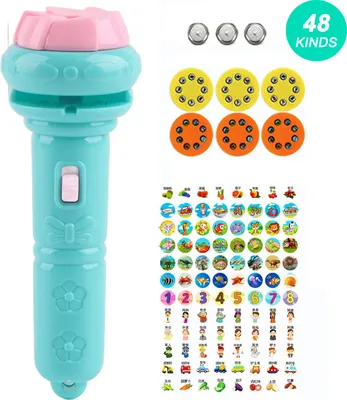Immagine prodotto di Torcia proiettore per bambini, vari modelli di animali, scienza educativa precoce, giocattolo luminoso, blu (48 modelli)