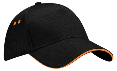 Image de Beechfield - Casquette « Ultimate » Sandwichschirm pour hommes/femmes Unie FK1502 (taille unique) (noir/orange)