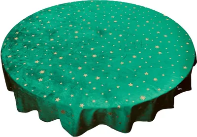 Immagine prodotto di Tovaglia rotonda - Natale - Tovaglia natalizia - Verde - Stelle dorate - Ø 160 cm
