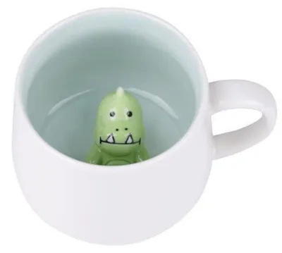 Productafbeelding van 3D-dinosaurus koffiemok, 350 ml, keramiek, grappige dierenteken, geschikt voor magnetron, vaatwasmachinebestendig