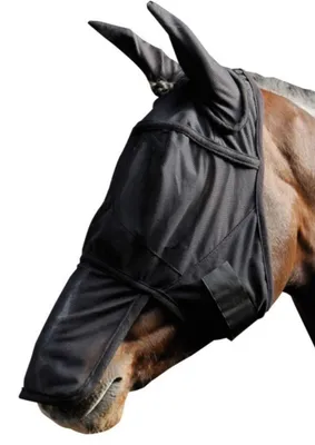 Produktbild von Harry`s Horse Fliegenmaske mit Ohren und Nasenteil schwarz  Fliegenhaube in L