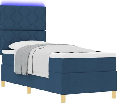 Immagine prodotto di Letto boxspring LED con materasso blu 80 x 200 cm tessuto