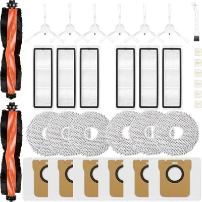 Produktbild von 33-teiliges Zubehörset für Xiaomi Robot Vacuum X20+ | X10+ & für Dreame L10s Ultra Gen 2 | L10s Pro Ultra | 2 Hauptbürsten, 6 Staubbeutel, 6 Wischpad, 6 Seitenbürsten, 6 HEPA-Filter