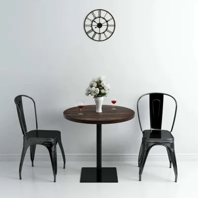 Produktbild von The Living Store Bistrotisch MDF und Stahl Rund 80×75 cm Dunkle Esche