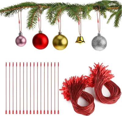 Produktbild von Weihnachtsbaumschmuck Haken Set 200 Stück Rot Christbaumkugel Aufhänger