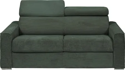 Produktbild von Express 3-Sitzer Schlafsofa in grünem Kord - Schlafbereich mit 140 cm breiten Latten - 22 cm Matratze - VIZIR