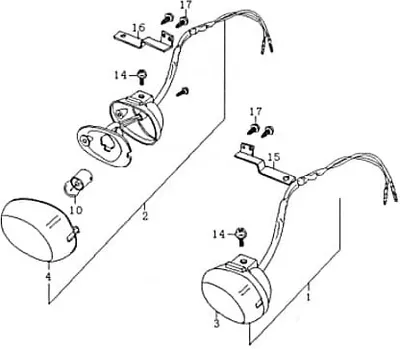 Produktbild von Jinan Qingqi QM50QT-2 Blinker rechts vorne FIG21A-3 Motorroller.de Signalleuchte Blinklicht Blinkleuchte Fahrtrichtungsanzeiger Blinkleuchten