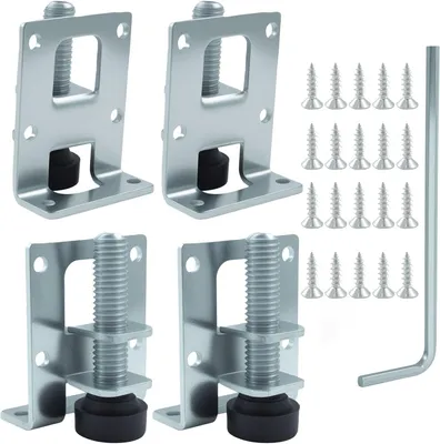 Produktbild von Set mit 4 verstellbaren Möbelfüßen aus Edelstahl, höhenverstellbar für Tische, Regale und Schränke