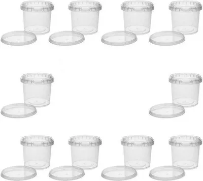 Productafbeelding van Famanu plasticbekers met deksel, 365 ml, BPA-vrij, geschikt voor voedsel - 10 stuks inclusief lepel