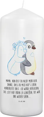 Produktbild von Mr. & Mrs. Panda Trauerkerze Trauer Mama - Weiß - Mutter, Kerze Für Verstorbene, Beileidskerze, Kondolenzkerze, Familienmitglied, Gedenkkerze, Familie, Gedenklicht