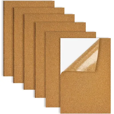 Produktbild von 6 selbstklebende Korkplatten, 300 x 200 x 1,2 x 3 mm, rechteckig, Wandpinnwand, Isolierkorkplatten, Untersetzer