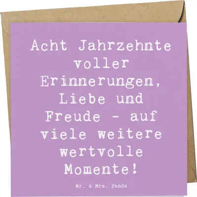 Produktbild von Mr. & Mrs. Panda Grußkarte Spruch 80. Geburtstag Erinnerungen - Lavendeltraum - Geschenk, Klappkarte, feiern, zum, faltkarte, doppelkarte, Wertschätzung, Glückwunschkarte