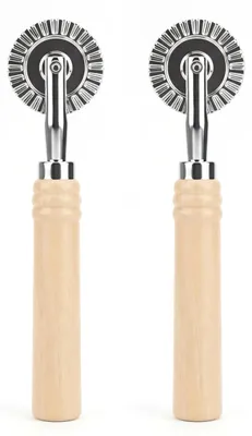 2er-Set Pizzaschneider mit Holzgriff, Edelstahl-Räder