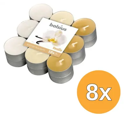 Imagen del producto de 8 velas aromáticas Bolsius "Geurtheelicht" Multicolor Brick, aroma a vainilla (18 unidades)