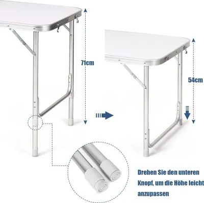 Produktbild von Camping Klapptisch Alu, 2 Höhen, Großer Stauraum