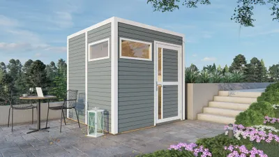 Produktbild von Gartenhaus Bertilo Cubus 2 inkl. Bodenplatte 226 x 240 cm hellgrau