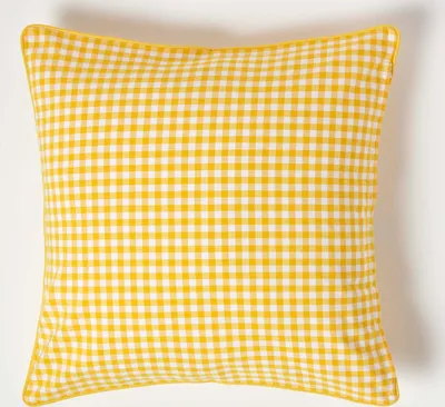 Immagine prodotto di HOMESCAPES Copricuscino in cotone percalle, 60 x 60 cm, giallo