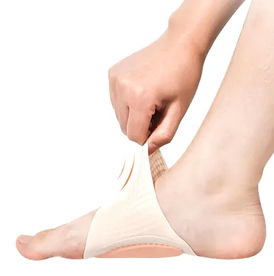 Produktbild von 1 Paar Fußgewölbestützen zur Linderung von Plantarfasziitis, rutschfeste, tragbare Fußgewölbepolster, stoßdämpfende Orthesen mit Silikonpolster