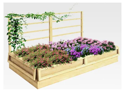 Produktbild von Hochbeet mit Rankhilfe, Kräuterbeet, Pflanzkasten aus Holz für Garten und Balkon, 183 x 98,5 x 95 cm