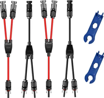 Produktbild von 2 Paar Solarkabel Y-Verteiler 6 mm² – Solarpanel Y-Stecker, Male/Female MMF und FFM Connector – Photovoltaik Steckverbinder