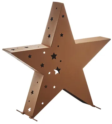 Produktbild von Kobolo Kerzenhalter Teelichthalter Laterne Deko Stern - STAR - aus Metall - Rostoptik - 1 Teelicht - XL