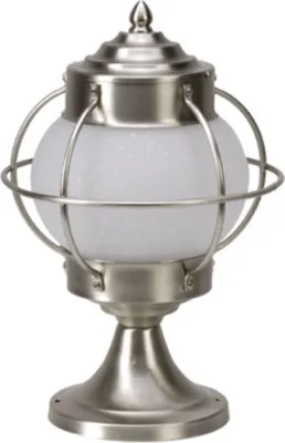 Immagine prodotto di Lampada da piedistallo in ottone vero vetro E27 IP43 30 cm nichel opaco rotonda Maritime lampada da esterno sentiero giardino