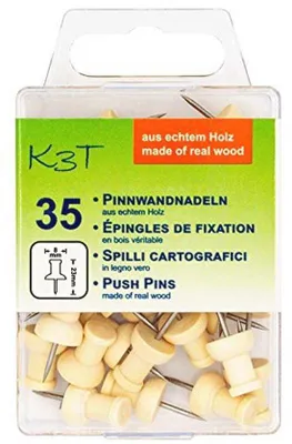 Produktbild von Famanu Pinnadeln aus Holz - Verpackung mit 35 Stück