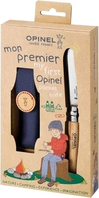 Immagine prodotto di Opinel No 7 Set coltelli per bambini in legno di faggio naturale con custodia + cordino