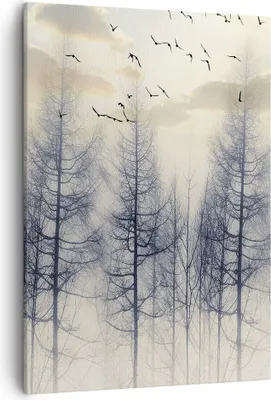 Produktbild von Bild auf Leinwand - Leinwandbild - Einteilig - Bäume Vögel Himmel - 50x70cm - Wand Bild - Wanddeko - Wandbilder - Leinwanddruck - Wanddekoration - Leinwand bilder - Wandbild - PA50x70-4546