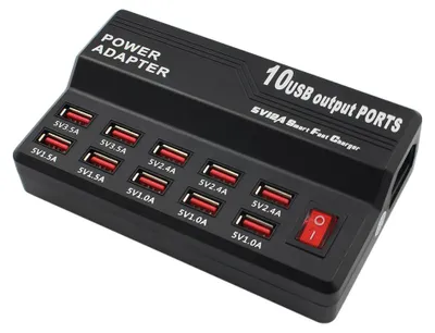 Image de Station de recharge USB multifonctionnelle à 10 ports haute vitesse, adaptateur secteur CA/CC, chargeur de voyage pour smartphones, tablettes et autres appareils alimentés par USB, prise européenne