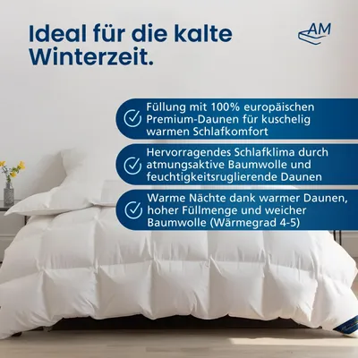 Obrázek produktu pro DormiGood | Pérová prikrývka Premium | 220x240 cm | Zimní prikrývka | 100% prachové perí (1760g) | Prikrývka | 220x240 | Zimní prikrývka | Zimní | Teplá | Silná | Nomite | Downpass