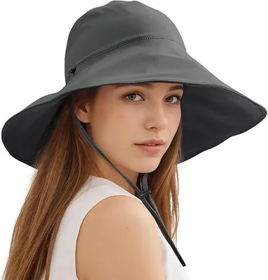 Imagen del producto de Sombrero de sol para mujer, ideal para jardín o playa, con protección UV, color gris, talla 57 cm