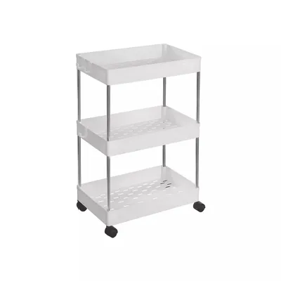 Produktbild von In And OutdoorMatch 3-stöckiger Rollwagen Lucas - Küchenwagen - Nischenregal - auf Rollen - platzsparend - Küche - Regal Badezimmer - Wohnzimmer - Büro - 40 x 22 x 60 cm - Weiß